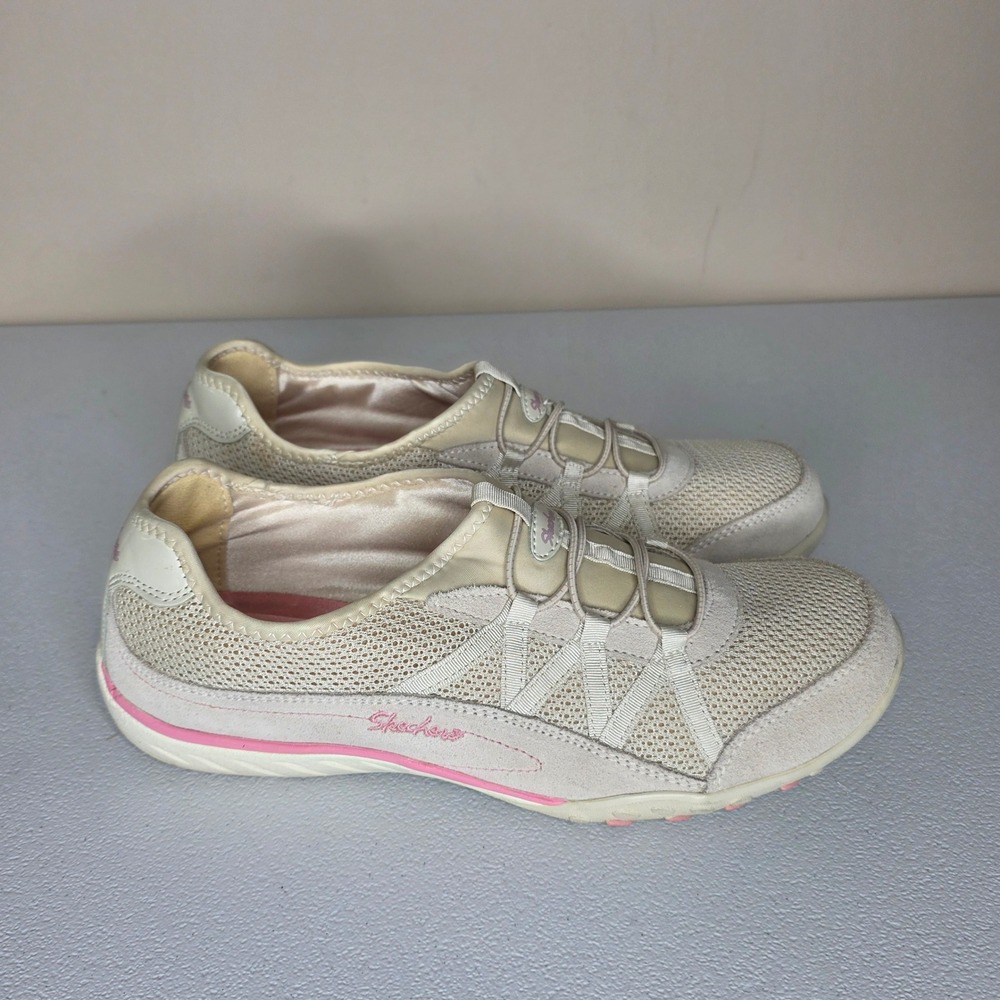 Skechers Relaxed Fit Slip-On Shoes Women 10 Natural Mesh Memory Foam SN 22463